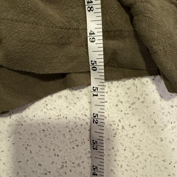Tiffosi Olive Green Linen Blend Button Front Maxi Dress M Belted Safari Boho - Picture 8 of 8